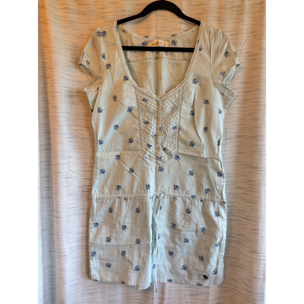 Abercrombie & Fitch Blue Floral Pintuck Lace Mini Dress Cottagecore Medium